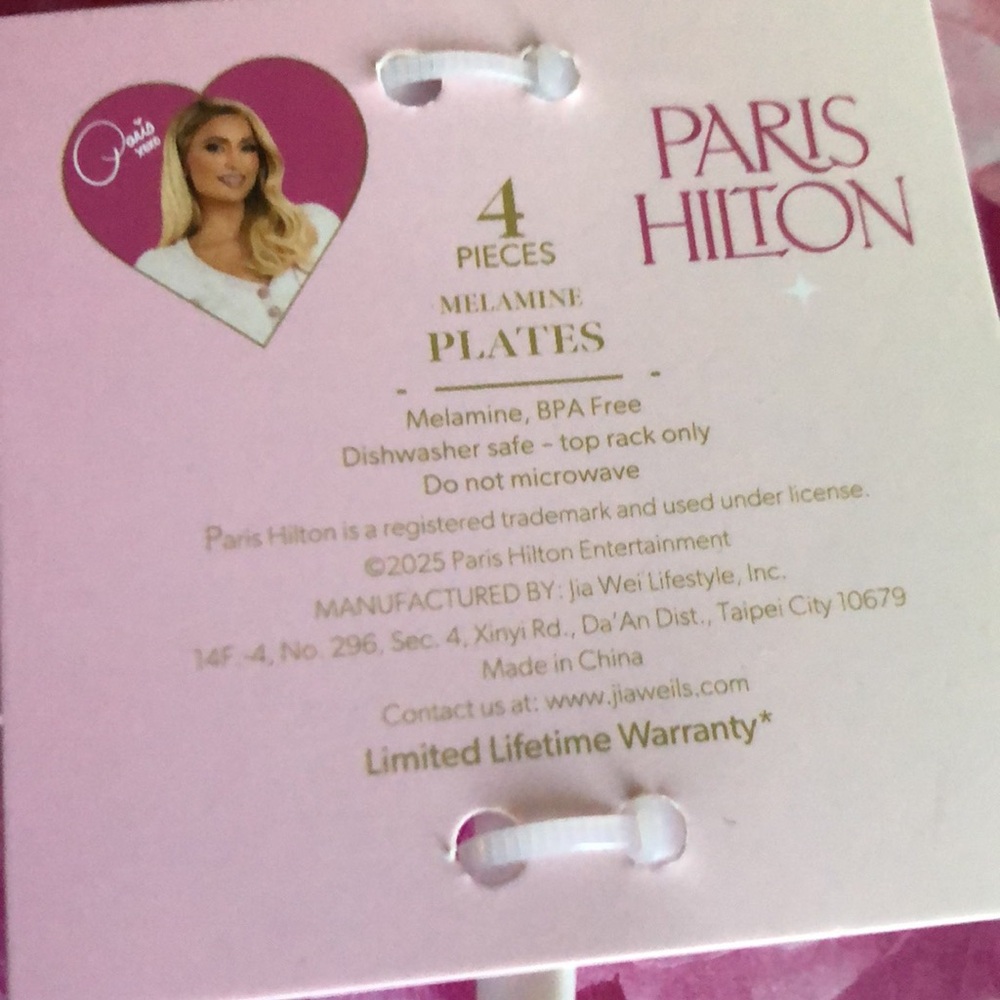 Paris Hilton Pink Floral Rose Melamine Plates - Picture 2 of 7